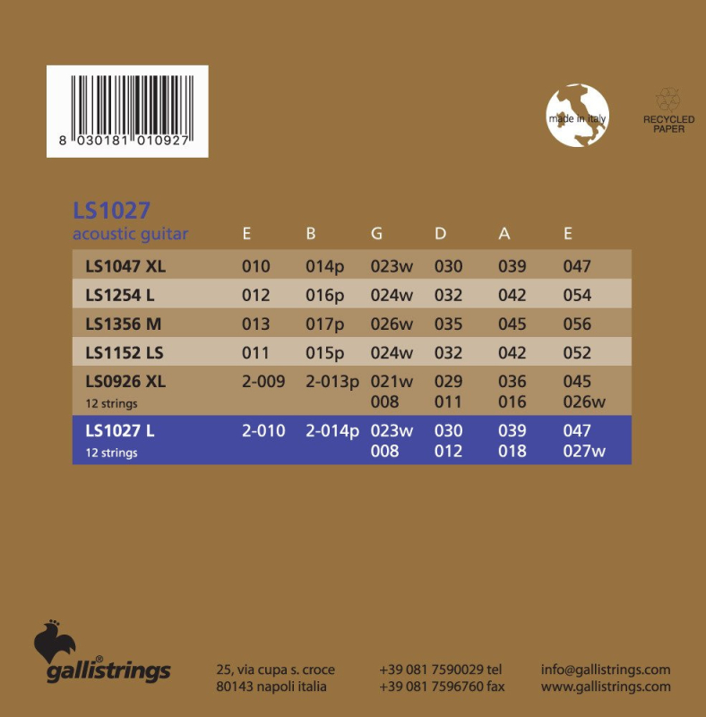 Galli LS1027 12 String Light - struny do gitary akustycznej - 3