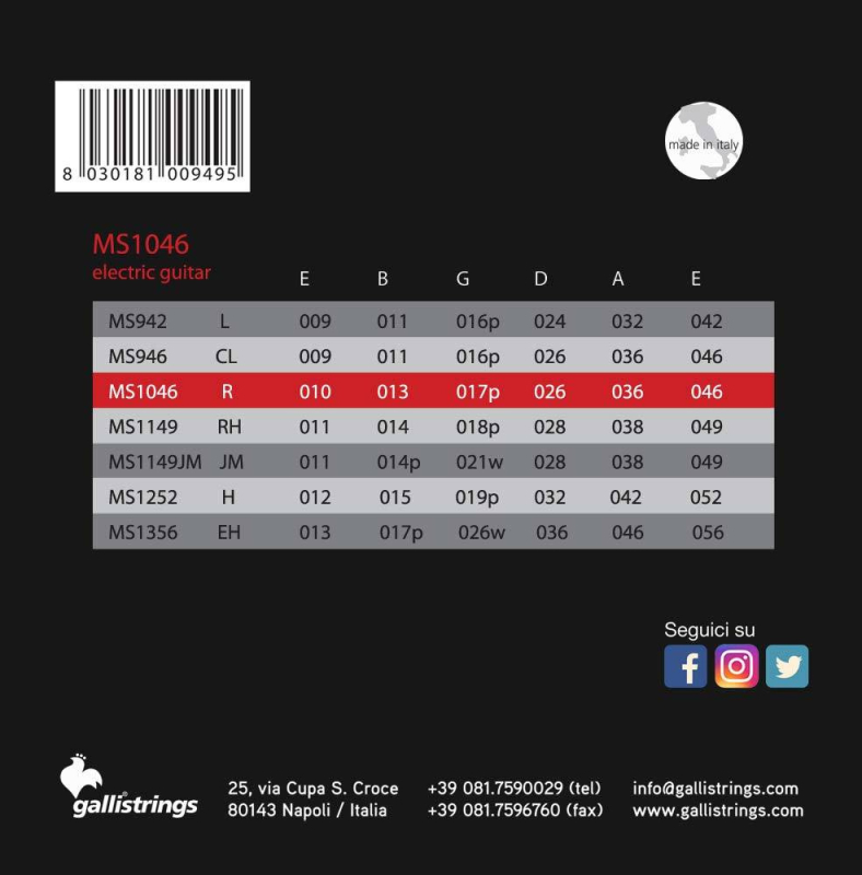 Galli MS1046 Regular - struny do gitary elektrycznej - 3