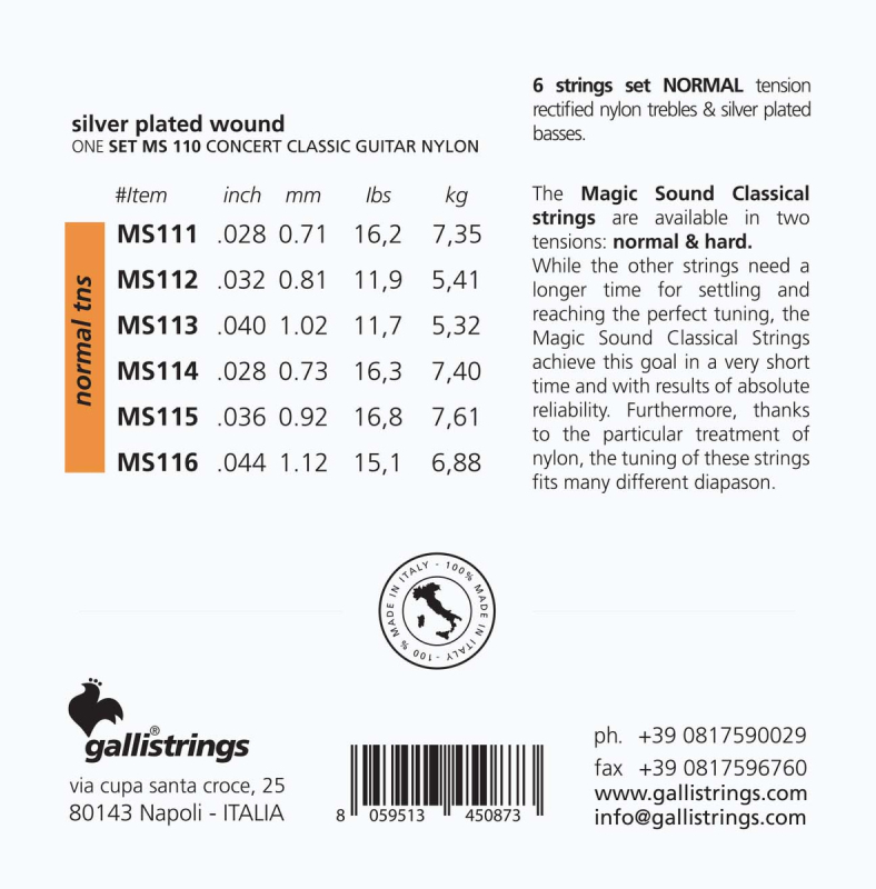Galli MS-110 - struny do gitary klasycznej - 2